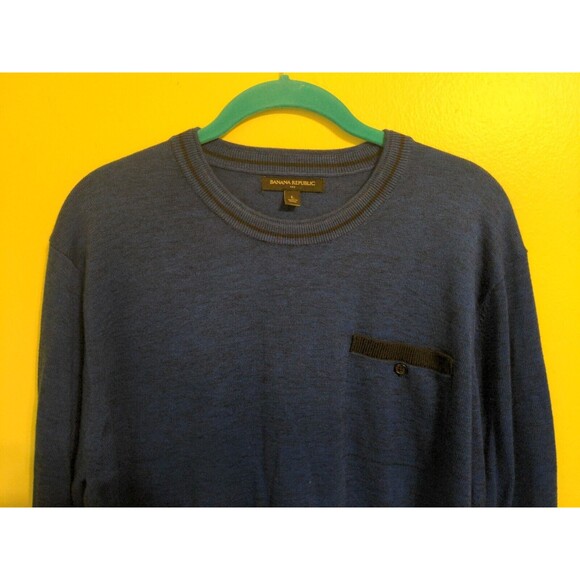 Banana Republic Sweater Men's Blue Long Sleeve Pocket Casual Knit Size Large L - Picture 5 of 8